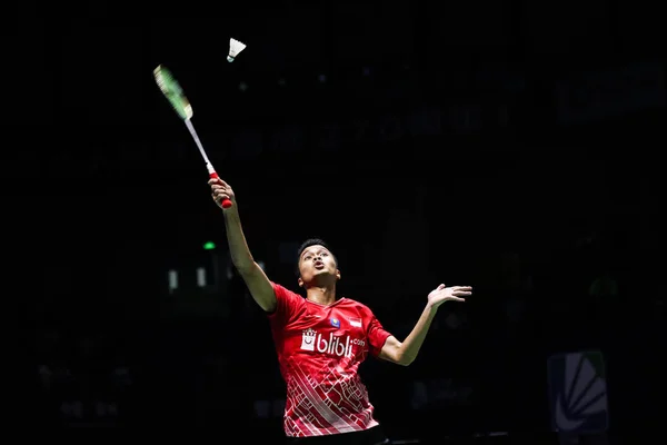 Giocatore Badminton Professionista Indonesiano Anthony Sinisuka Ginting Compete Contro Giocatore — Foto Stock