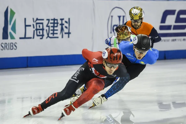 Skateři Soutěžit Semifinále Člověka 5000M Štafetové Bruslení 2019 Shanghai Trophy — Stock fotografie