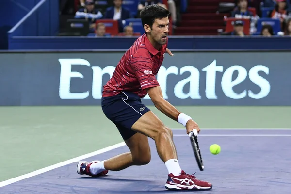 Servische Tennisser Novak Djokovic Neemt Het Tegen Canadese Professionele Tennisser — Stockfoto