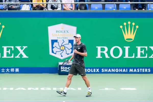 Ausztrál Profi Teniszező John Millman Versenyez Orosz Profi Teniszező Andrey — Stock Fotó