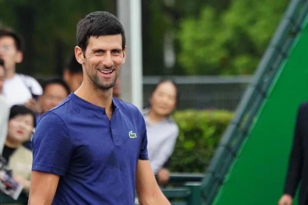 Novak Djokovic Joueur Tennis Professionnel Serbe Rit Préparant Pour Les — Photo