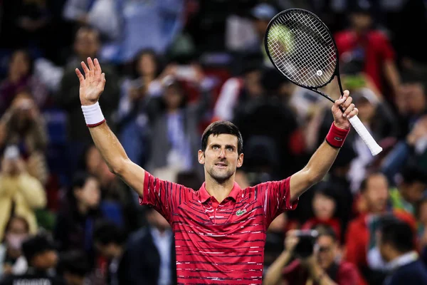 Der Serbische Tennisprofi Novak Djokovic Tritt Der Zweiten Runde Des — Stockfoto