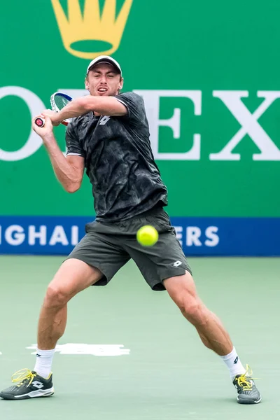 オーストラリアのプロテニス選手ジョン ミルマンは 2019年10月9日 上海で開催された第2回ロレックス上海マスターズでロシアのプロテニス選手アンドレイ ルブレフと対戦する — ストック写真