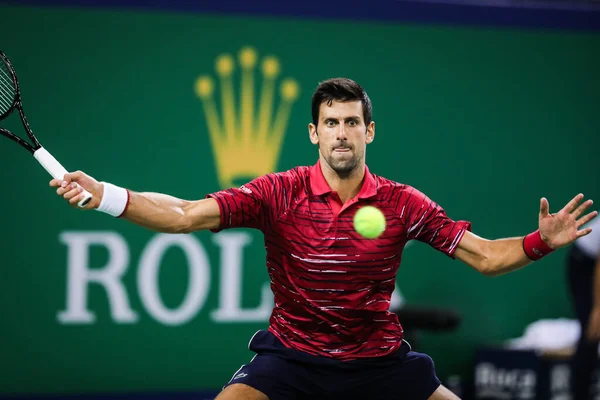 Tenista Profesional Serbio Novak Djokovic Compite Contra Tenista Profesional Canadiense — Foto de Stock