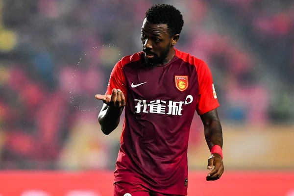 Giocatore Calcio Brasiliano Fernando Henrique Hebei Cina Fortune Reagisce Durante — Foto Stock