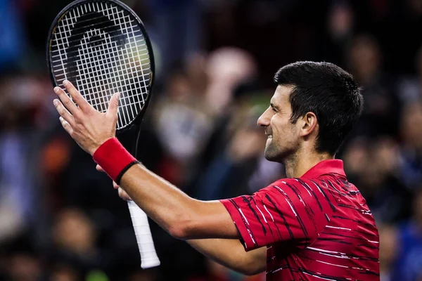 Joueur Tennis Professionnel Serbe Novak Djokovic Affronte Joueur Tennis Professionnel — Photo