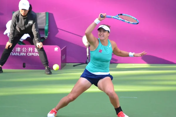 Schwedischer Tennisprofi Rebecca Peterson Tritt Der Ersten Runde Des Tianjin — Stockfoto