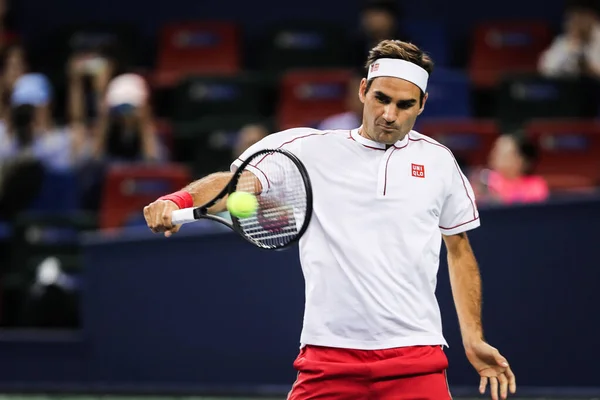 Swiss Professional Tennis Player Roger Federer Competes Belgian Professional Tennis — ストック写真