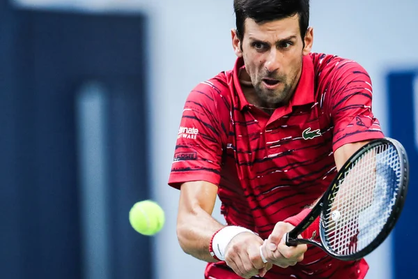 Der Serbische Tennisprofi Novak Djokovic Tritt Der Dritten Runde Des — Stockfoto