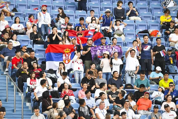 Yerel Taraftarlar Sırp Profesyonel Tenisçi Novak Cokoviç Ekim 2019 Çin — Stok fotoğraf