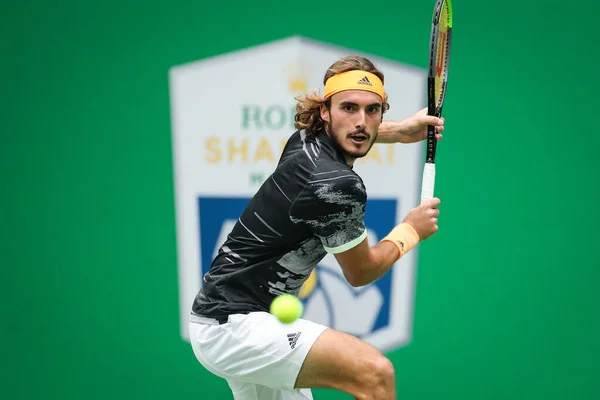 그리스 테니스 Stefanos Tsitsipas 세르비아 테니스 조코비치와 2019 상하이에서 롤렉스 — 스톡 사진