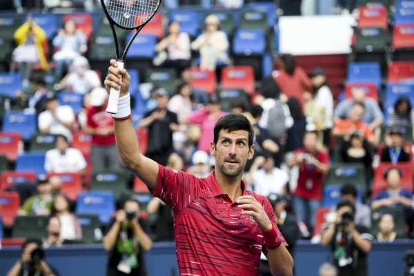 Serbian Professional Tennis Player Novak Djokovic Competes American Professional Tennis — Stock Photo, Image