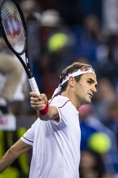 Swiss Professional Tennis Player Roger Federer Competes Belgian Professional Tennis — ストック写真