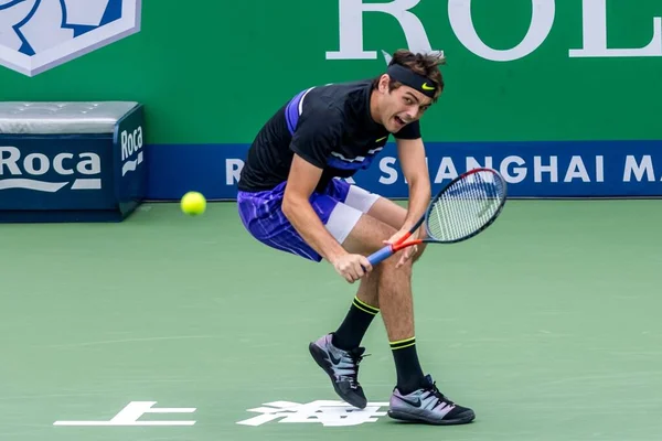 Tennista Professionista Americano Taylor Fritz Gareggia Contro Tennista Professionista Russa — Foto Stock