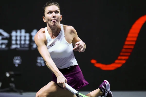Die Rumänische Tennisprofi Simona Halep Tritt Oktober 2019 Während Eines — Stockfoto