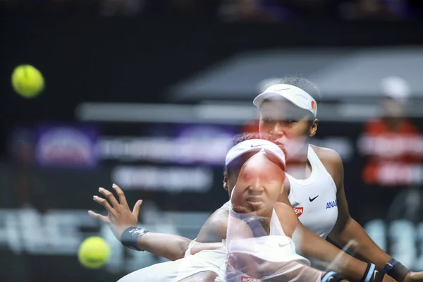 Jucătorul Tenis Profesionist Japonez Naomi Osaka Concurează Împotriva Jucătorului Tenis — Fotografie, imagine de stoc