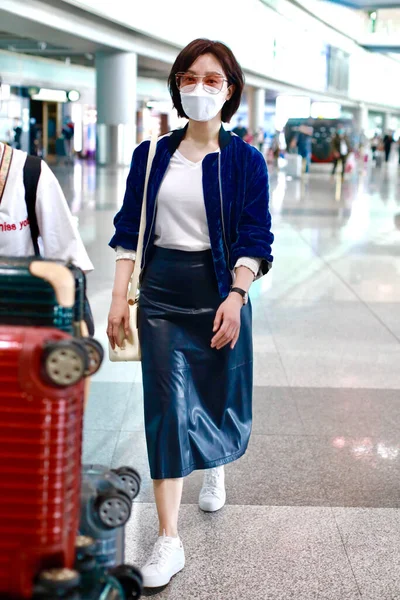 Cantante Attrice Cinese Chen Shu Arriva All Aeroporto Pechino Pechino — Foto Stock