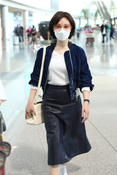 Cantante Attrice Cinese Chen Shu Arriva All Aeroporto Pechino Pechino — Foto Stock