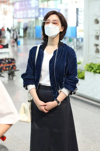 Cantante Attrice Cinese Chen Shu Arriva All Aeroporto Pechino Pechino — Foto Stock