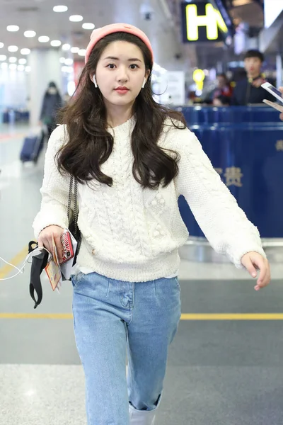 Chinese Actrice Zhao Lusi Arriveert Beijing Luchthaven Beijing China Mei — Stockfoto