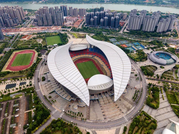 Antenn Utsikt Över Guangxi Sports Center Ett Sportkomplex Med Multi — Stockfoto
