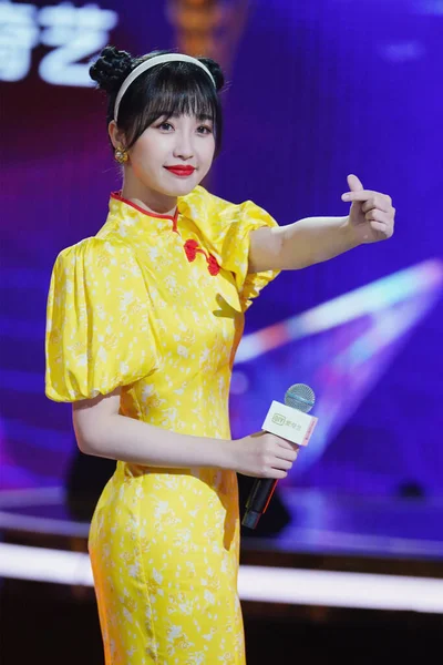 中国の女優で歌手のYu Shuxinは Esther Yuとしても知られており 2020年9月24日に江蘇省南東で開催されるテレビ番組の記者会見に出席している — ストック写真