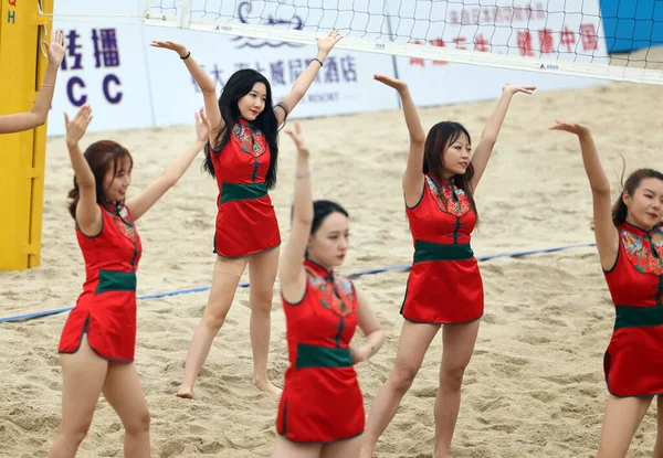 Cheer Squad Performer Dans Compétition Nationale Élite Volleyball Plage Qidong — Photo