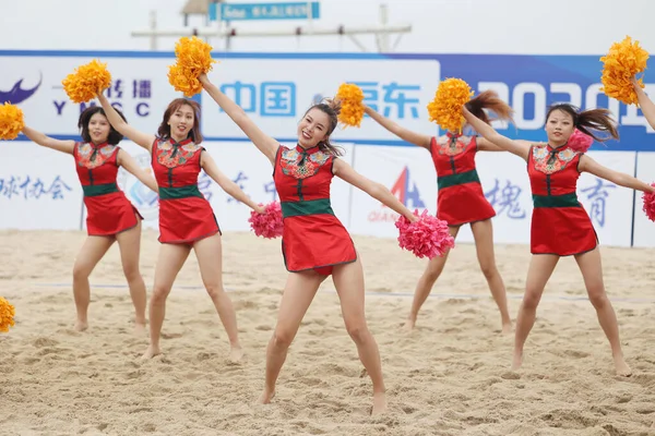 Cheer Squad Perform National Elite Beach Volleyball Competition Qidong Nanjing — Stock Photo, Image