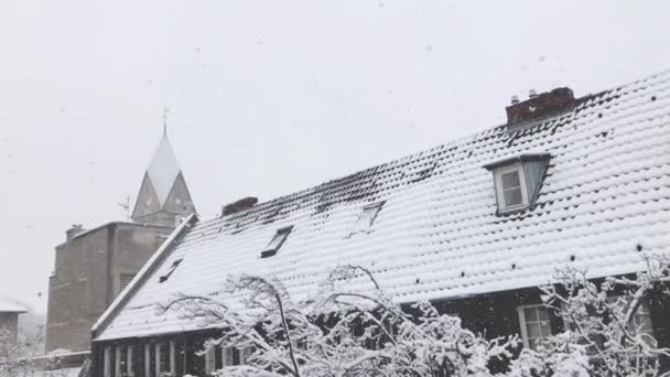 Snoeien Duitsland Oude Huizen Kerk Achtergrond — Stockvideo