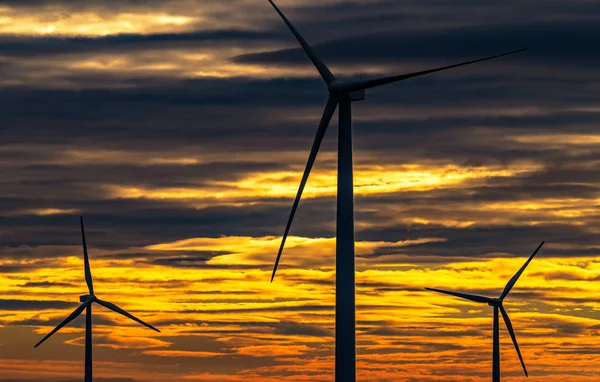 Sonnenaufgang Einem Windfeld Mit Wolken Und Sonne Hintergrund — Stockfoto