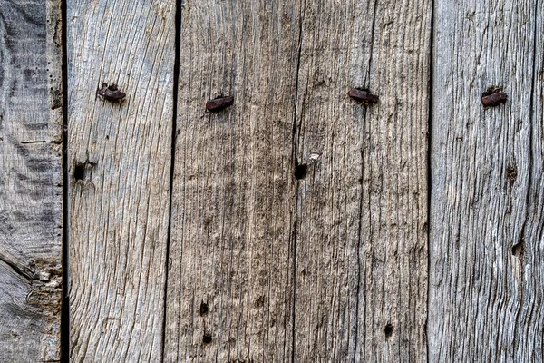 Close up old wood texture background with old planks and nails — Stock Photo, Image