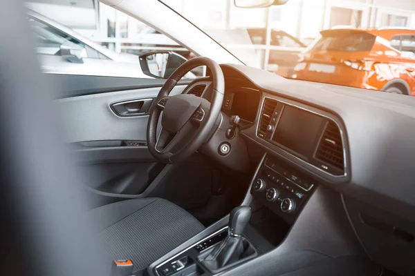 Interior of a new car in a dealership