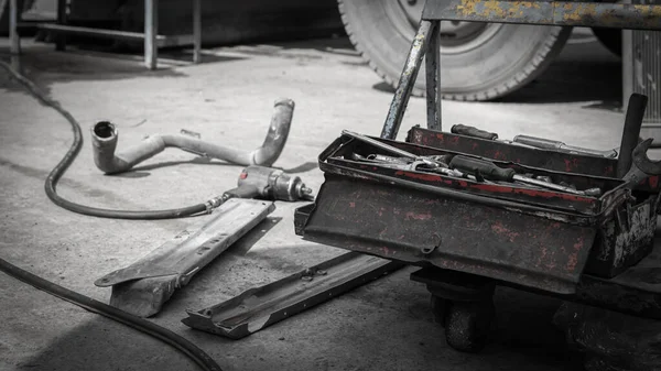 Παλιά Μηχανικά Εργαλεία Που Κάνουν Ακόμα Δουλειά Τους Καλά — Φωτογραφία Αρχείου