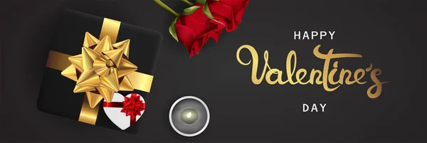 Happy Valentijnsdag Banner Het Ontwerp Van Achtergrond Van Verlichting Kaars — Stockvector