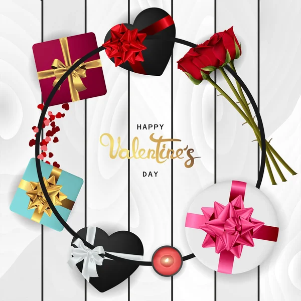 Happy Valentijnsdag Banner Het Ontwerp Van Achtergrond Van Verlichting Kaars — Stockvector