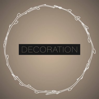 Söğüt dallarından yapılmış daire çerçevesi. Paskalya dekorasyonvektör illüstrasyon