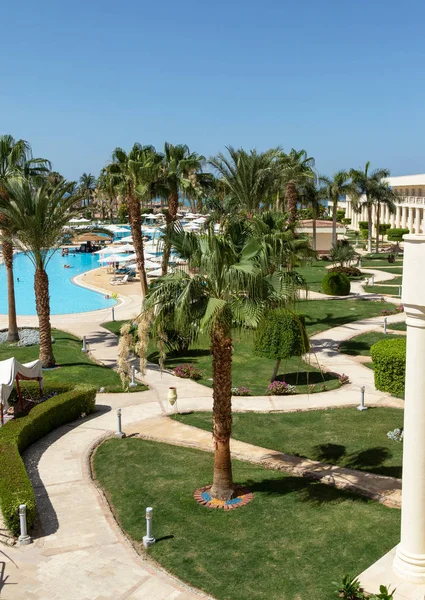 Hurghada Makadi Bay Egypte Juni 2018 Top Uitzicht Kronkelende Weg — Stockfoto