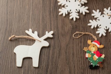 Ahşap vintage oyuncaklar Noel arka plan