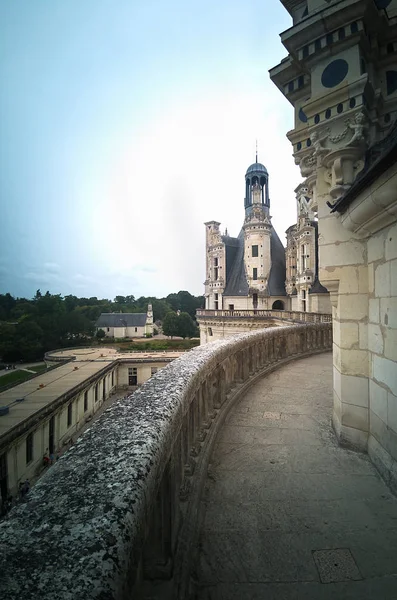 Pohled Balkonu Hradní Terasa Středověký Královský Hrad Chambord — Stock fotografie