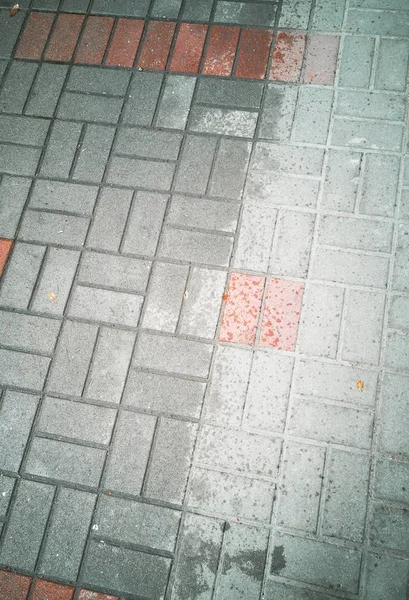 Top View Background Paving Slabs Dry Wet Rain Gray Red — Stock Photo, Image