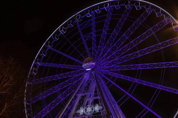 Abstract Colorful Background Circle Ferris Wheels Dark Sky — Stock Photo, Image