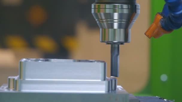 CNC vertical machining center for metal processing. Close-up. — Stock Video