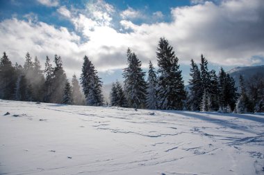 Bulutlu gökyüzü arka plan şaşırtıcı doğa manzaralı