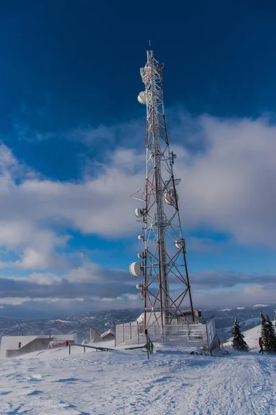 Temporada Invierno Torre Electricidad Congelada —  Fotos de Stock