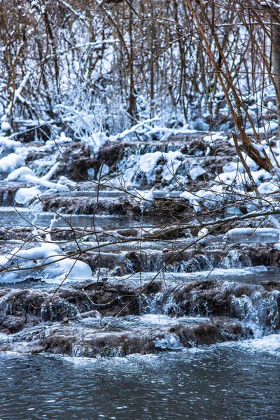 Agua Congelada Del Río Ramas Árboles —  Fotos de Stock