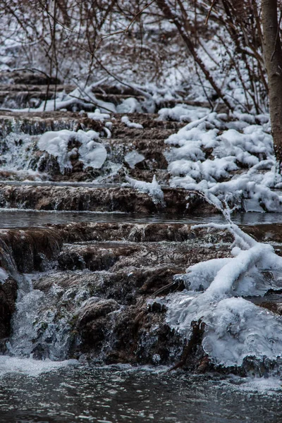 Flowing Water River Snow Forest Nature — Stock Photo, Image