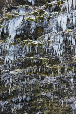 Doğa arka plan üzerinde büyük soğuk buz sarkıtları