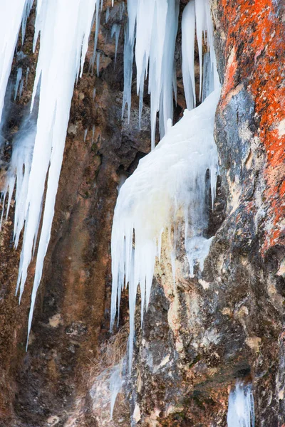 Τεράστια Κρύο Icicles Φόντο Φύση — Φωτογραφία Αρχείου