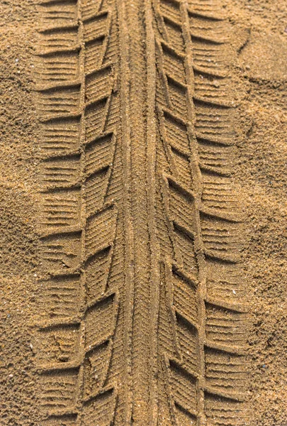 Sandy Beach Wheel Tire Trace — Stock Photo, Image