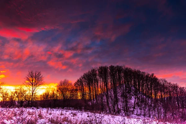 Prachtig Uitzicht Van Natuur Met Rode Bewolkte Hemelachtergrond — Stockfoto